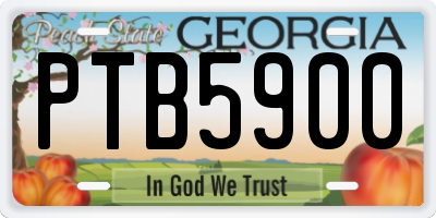 GA license plate PTB5900