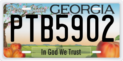 GA license plate PTB5902