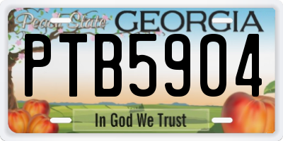 GA license plate PTB5904