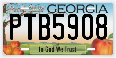 GA license plate PTB5908