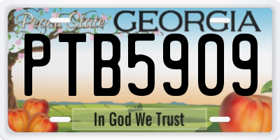 GA license plate PTB5909