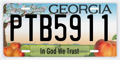 GA license plate PTB5911