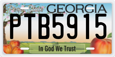 GA license plate PTB5915