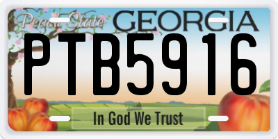 GA license plate PTB5916