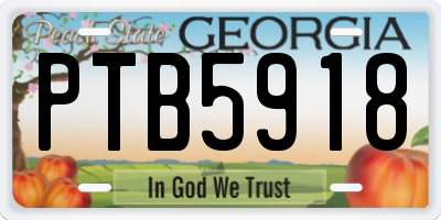 GA license plate PTB5918