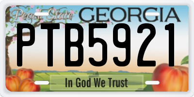 GA license plate PTB5921
