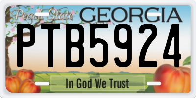 GA license plate PTB5924