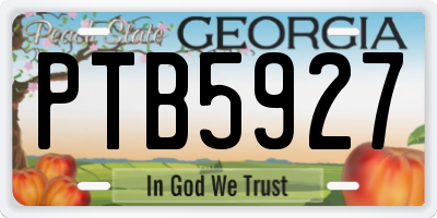 GA license plate PTB5927