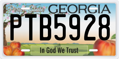 GA license plate PTB5928