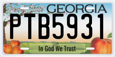 GA license plate PTB5931