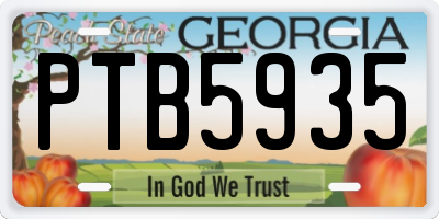GA license plate PTB5935