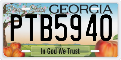 GA license plate PTB5940