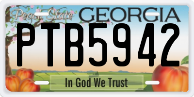 GA license plate PTB5942