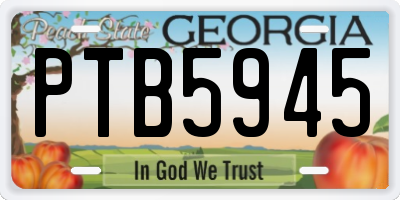 GA license plate PTB5945