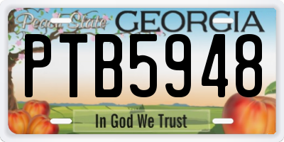 GA license plate PTB5948