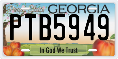 GA license plate PTB5949
