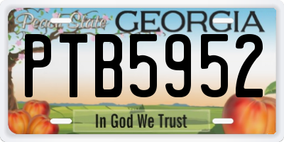 GA license plate PTB5952