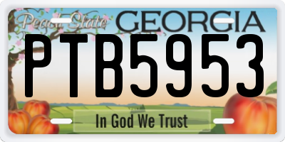 GA license plate PTB5953