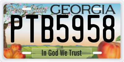 GA license plate PTB5958