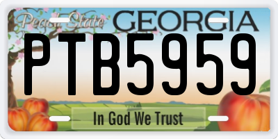 GA license plate PTB5959