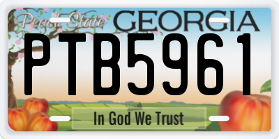 GA license plate PTB5961