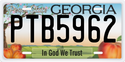 GA license plate PTB5962