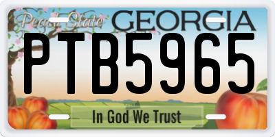 GA license plate PTB5965