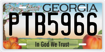 GA license plate PTB5966