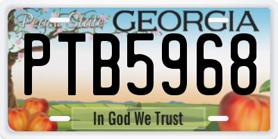 GA license plate PTB5968