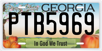 GA license plate PTB5969