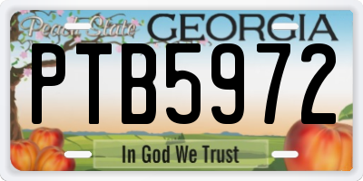 GA license plate PTB5972