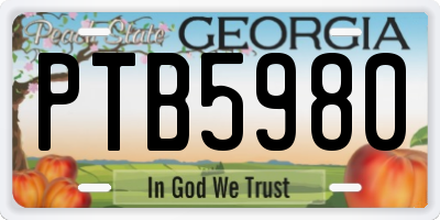 GA license plate PTB5980