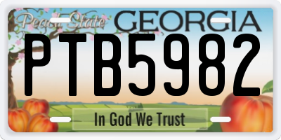 GA license plate PTB5982