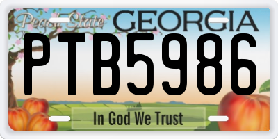 GA license plate PTB5986
