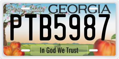 GA license plate PTB5987