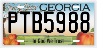 GA license plate PTB5988