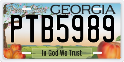 GA license plate PTB5989