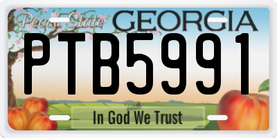 GA license plate PTB5991