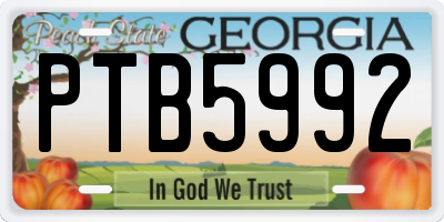 GA license plate PTB5992