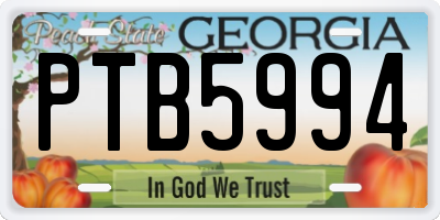 GA license plate PTB5994
