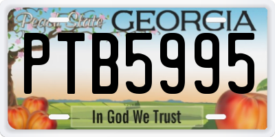 GA license plate PTB5995