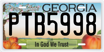 GA license plate PTB5998