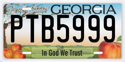 GA license plate PTB5999