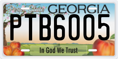 GA license plate PTB6005