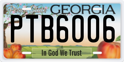 GA license plate PTB6006