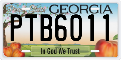 GA license plate PTB6011
