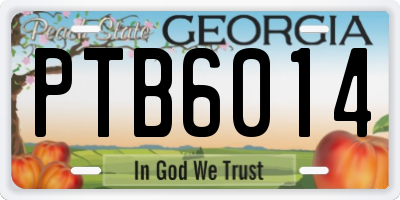 GA license plate PTB6014