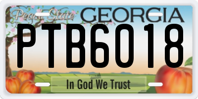 GA license plate PTB6018