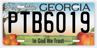 GA license plate PTB6019