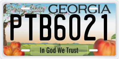 GA license plate PTB6021